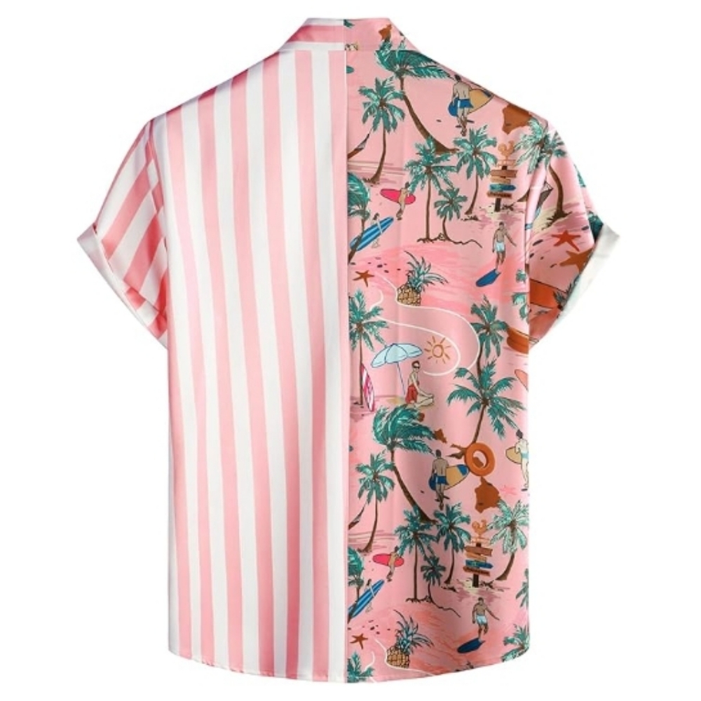 Hawaiian Flamingo Casual Tropical Short Sleeve Shirt Pink - Picture 2 of 6